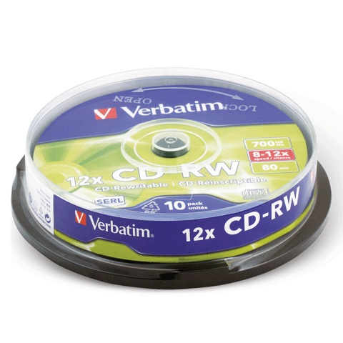 Диск CD-RW Verbatim (700 MB, 10 x, Cakebox, 10шт.) [ 43480 ]