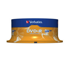 Диск DVD-R Verbatim (4.7 GB, 16 x, Cakebox, 25 шт) [ 43522 ]