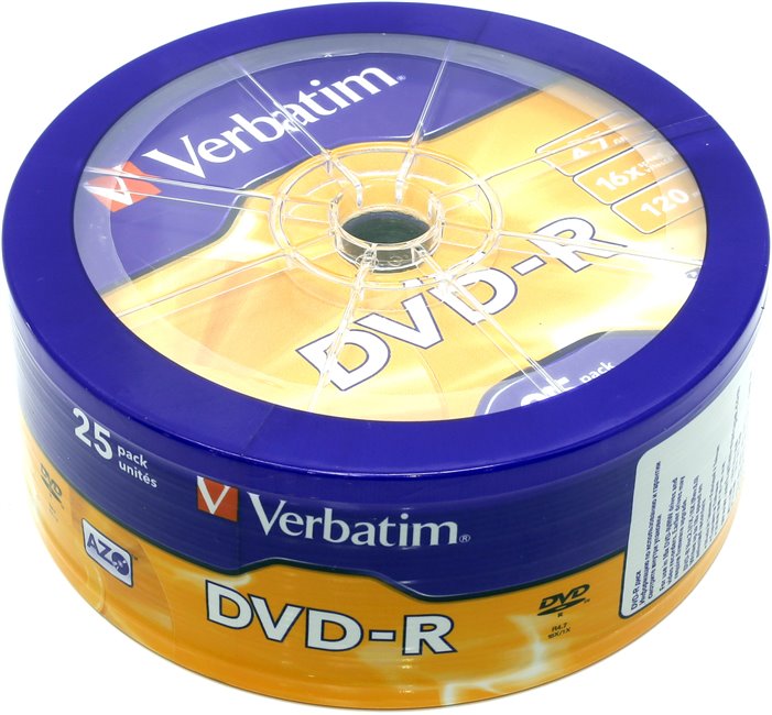 Диск DVD-R Verbatim Wagon Wheel (4.7 GB, 16 x, Cakebox, 25 шт) [ 43730 ]