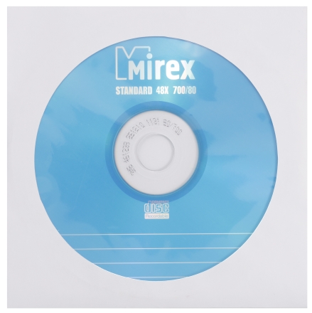 Диск CD-R Mirex STANDART (700 MB, 48 x, в бумажном конверте, 1 шт) [ UL120051A8C ]