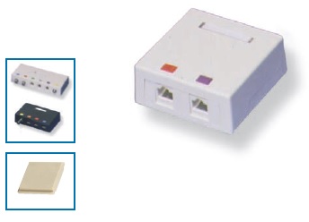 Коробка розеточная AMP [ 0-1479488-3 ] (Universal Office Box, белая, двухпортовая настенная для неэкраннированных и экраннированных модульных гнезд)