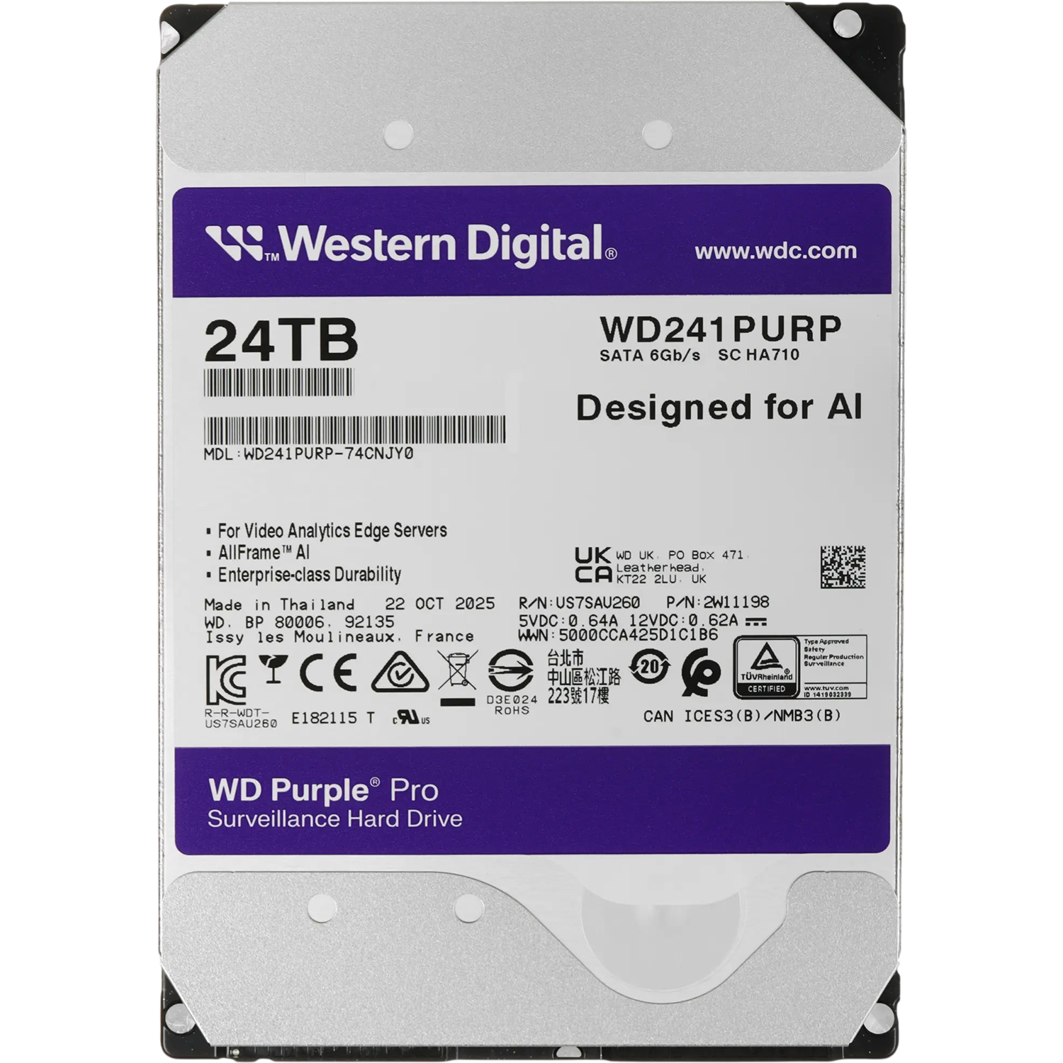 Жесткий диск WD Purple Pro 24Tb (WD241PURP)