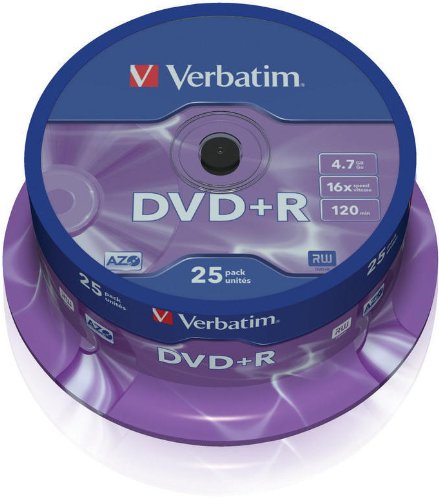 Диск DVD+R Verbatim (4.7 GB, 16 x, Cakebox, 25 шт) [ 43500 ]